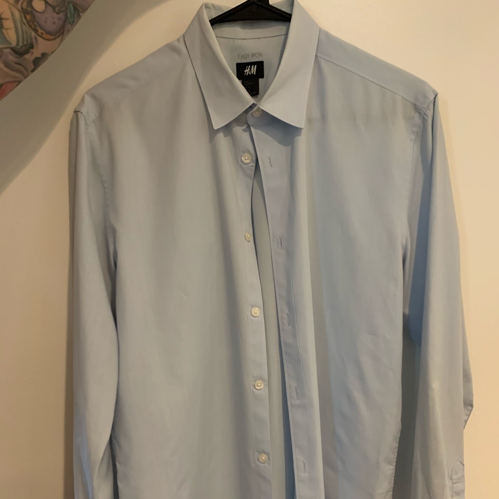 Blue Easy Iron Button Down